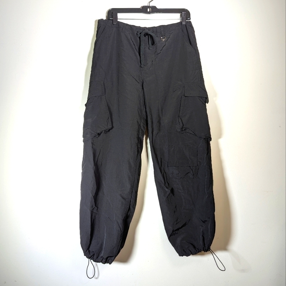 Casei Black Nylon Baggy Cargo Pants M - Picture 2 of 8